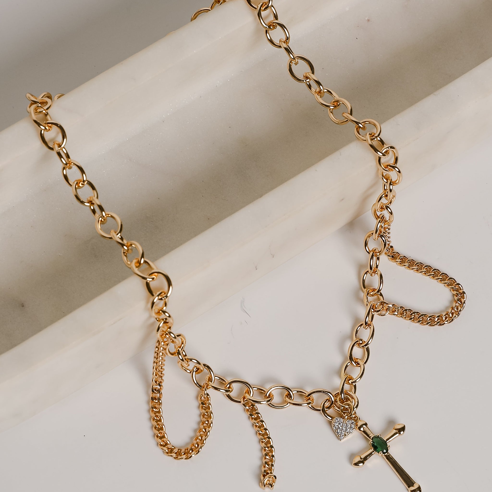 Sophie Gold Cross Charm Necklace