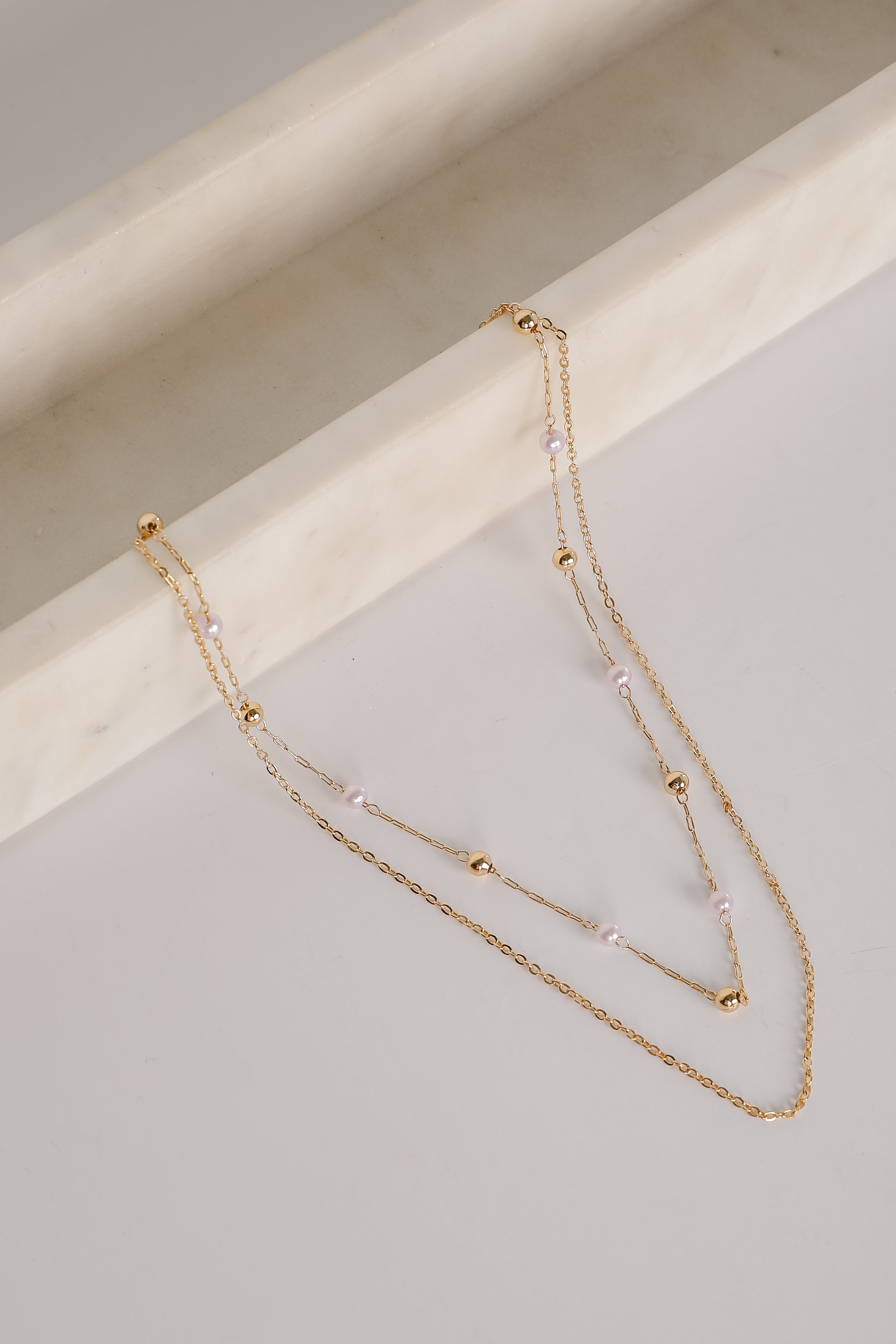 Michelle Gold Pearl Layered Necklace