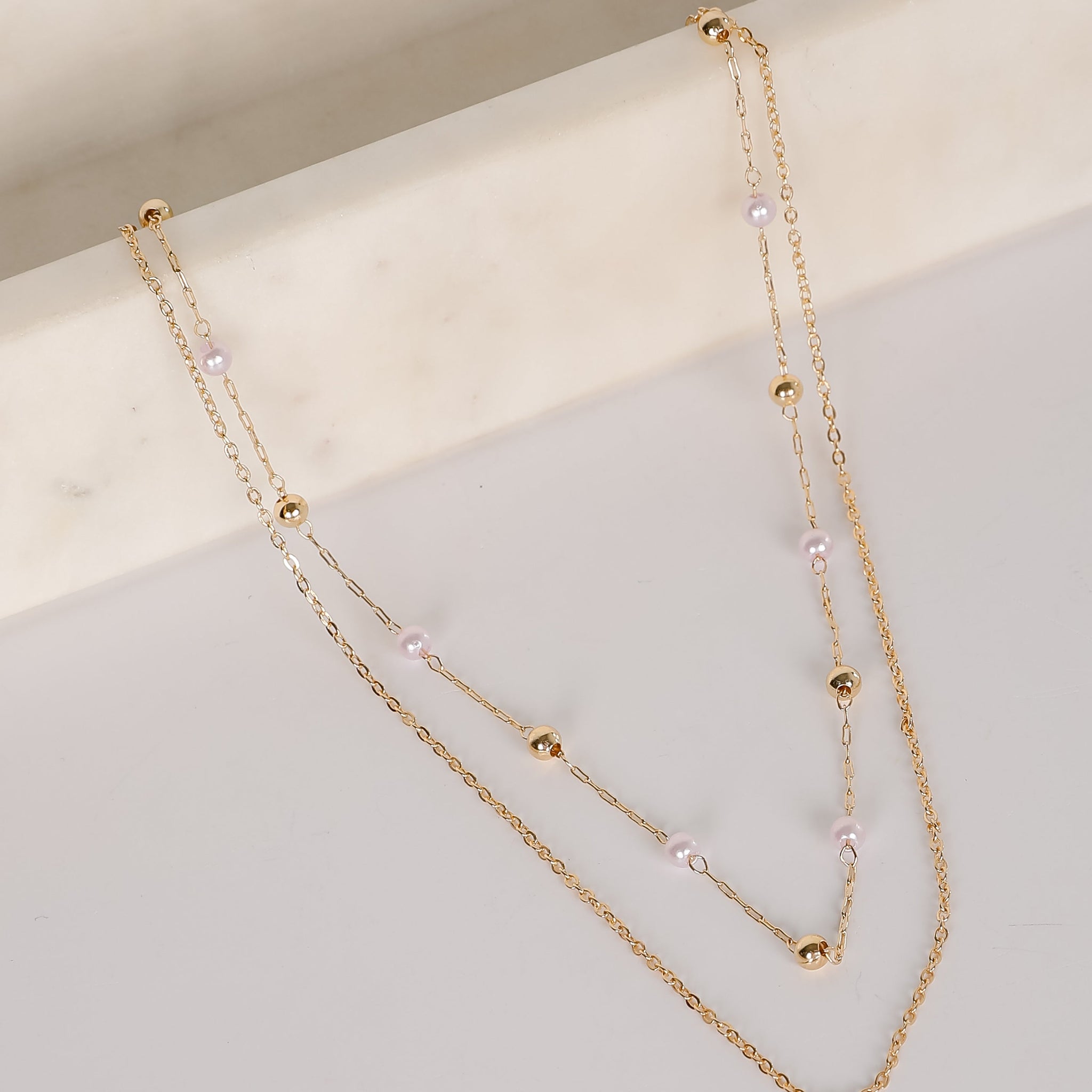 Michelle Gold Pearl Layered Necklace