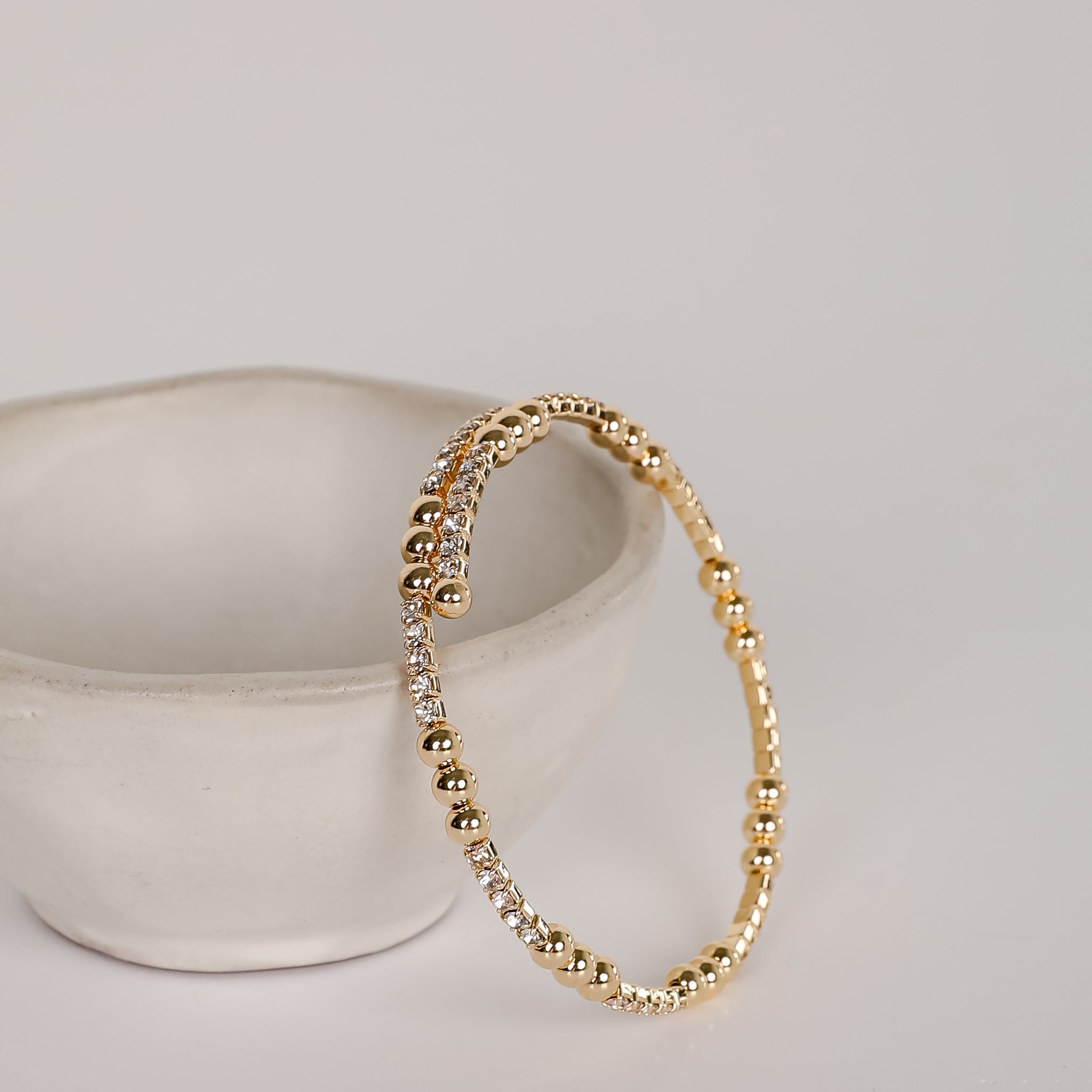 Joanna Gold Beaded Rhinestone Cuff Bracelet