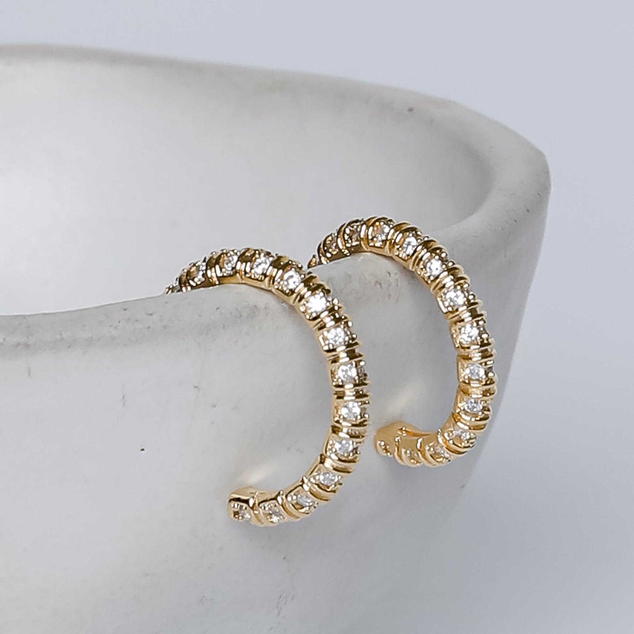 Isla Gold Rhinestone Mini Hoop Earrings